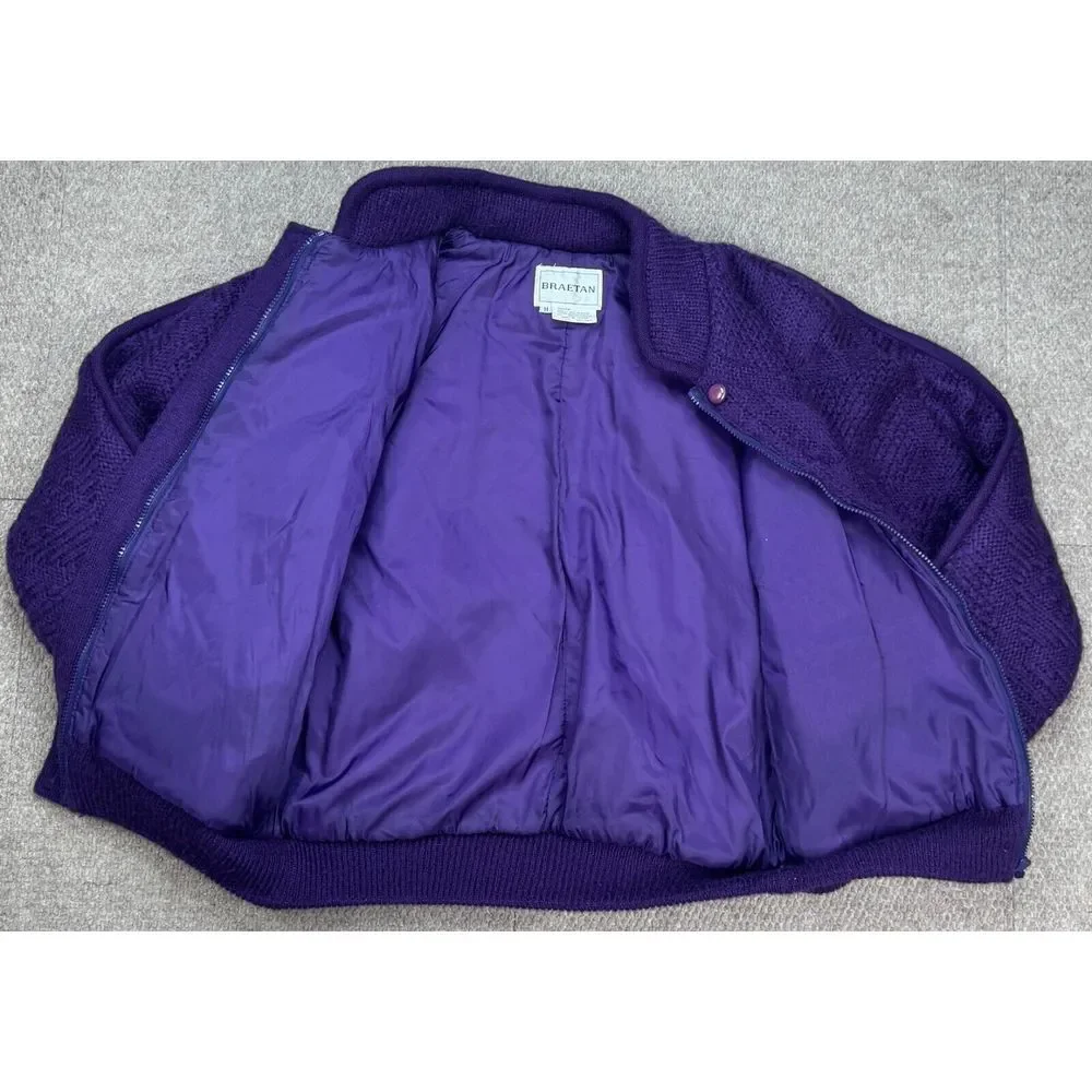 Braetan‎ Vintage Women's Purple Full Zip Long Sleeve Sweater Jacket Size Medium